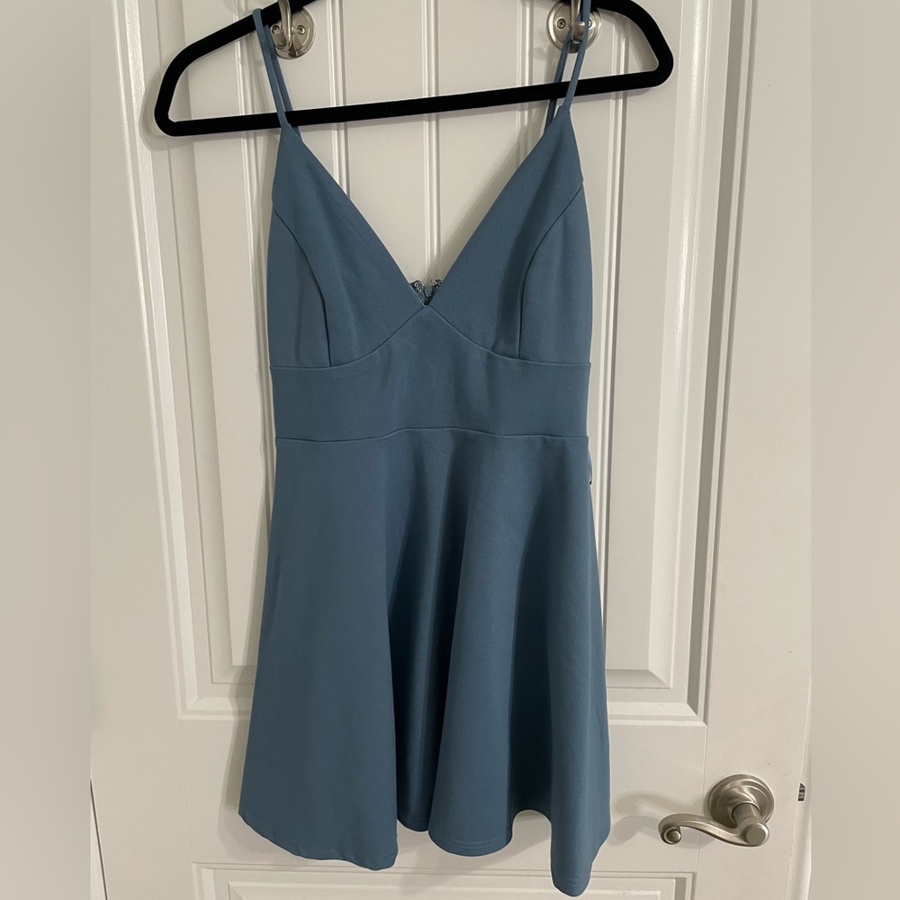 Strappy low rise blue dress